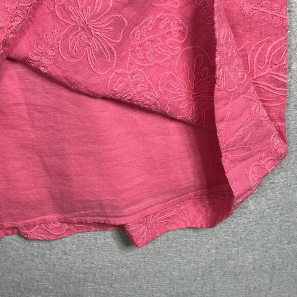 Tommy Bahama Shift Dress W/ Botanical Embroidery 100% Linen Pink Women’s Medium - Picture 5 of 11